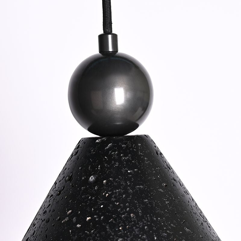 Cone natural black travertine stone pendant light