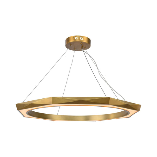 Davidian antique brass finish octagonal LED pendant lamp