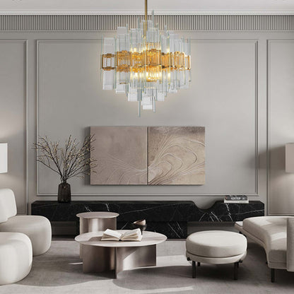 Magic city layered glass panels chandelier