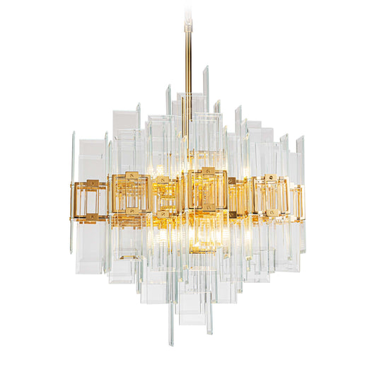 Magic city layered glass panels chandelier