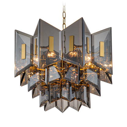 Magic city cross smoky glass panels chandelier