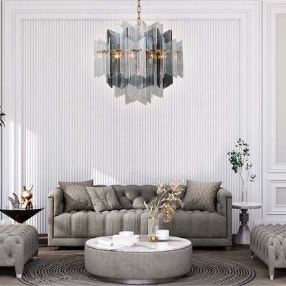 Magic city cross smoky glass panels chandelier