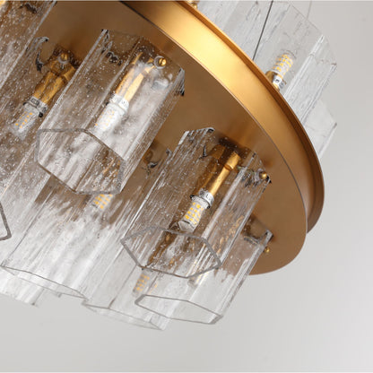 Hexagonal Textured Glass Chandelier: A Modern Elegance