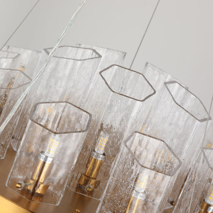 Hexagonal Textured Glass Chandelier: A Modern Elegance