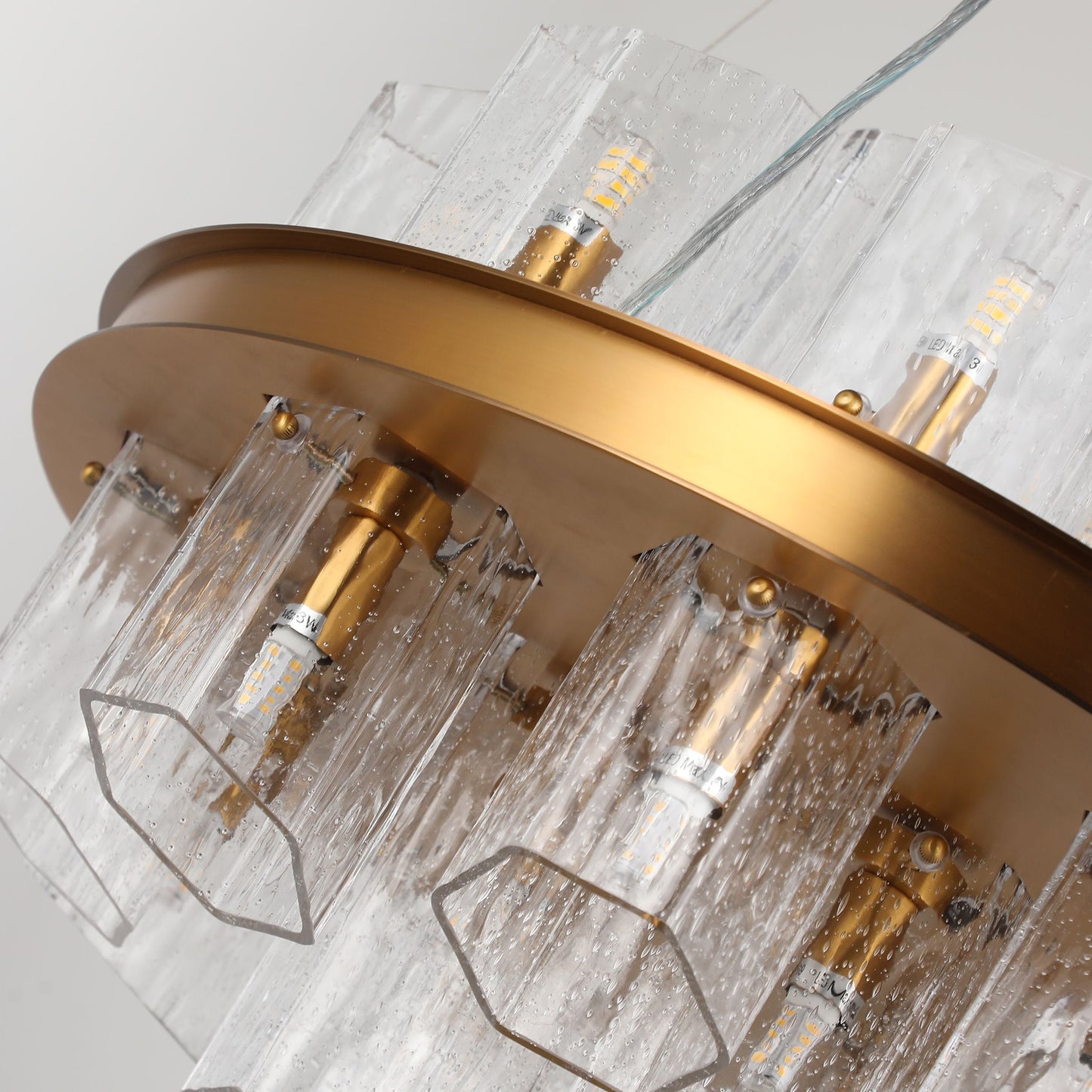 Hexagonal Textured Glass Chandelier: A Modern Elegance