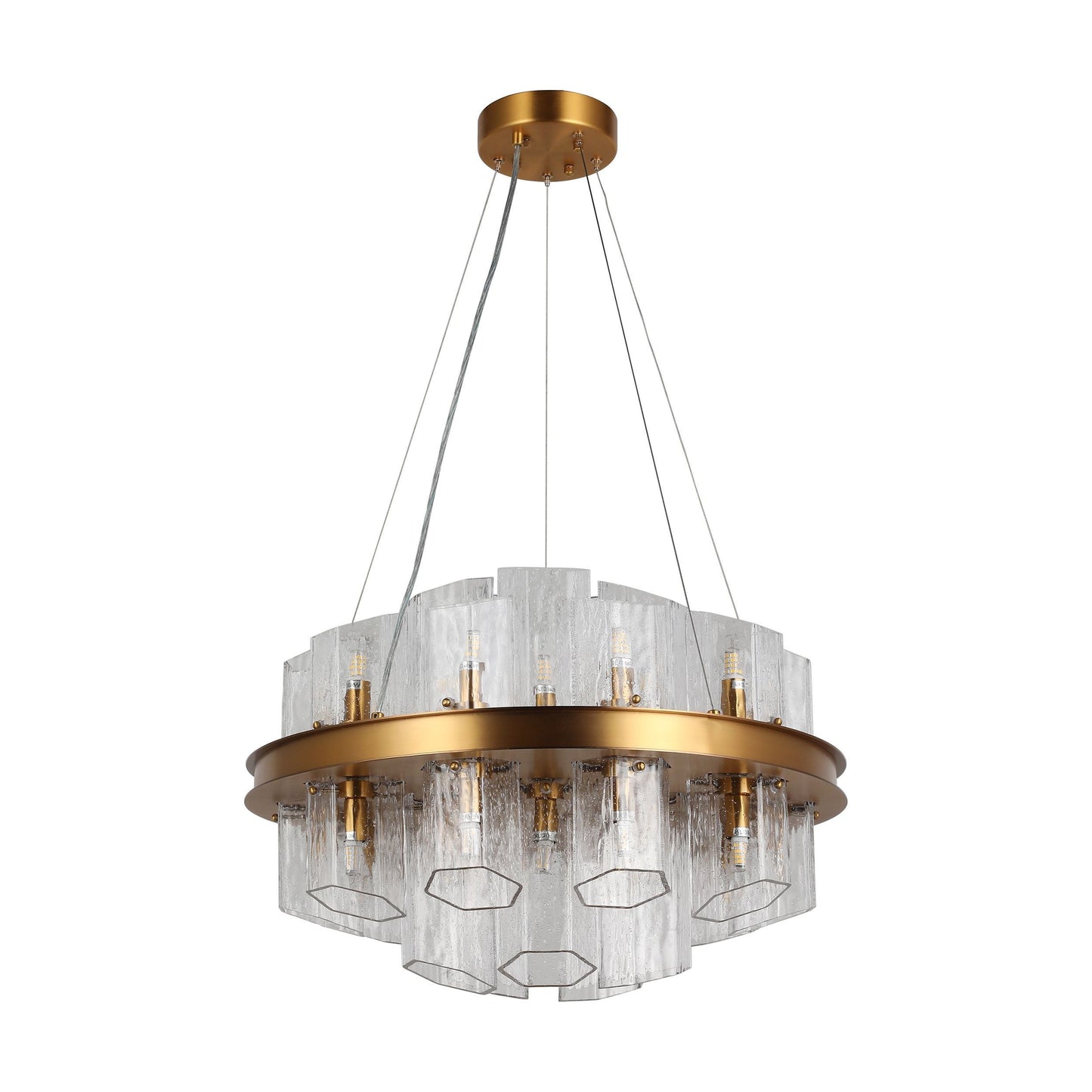 Hexagonal Textured Glass Chandelier: A Modern Elegance