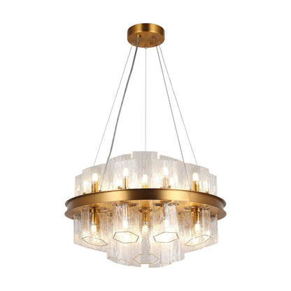 Hexagonal Textured Glass Chandelier: A Modern Elegance