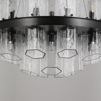 Hexagonal Textured Glass Chandelier: A Modern Lighting Marvel