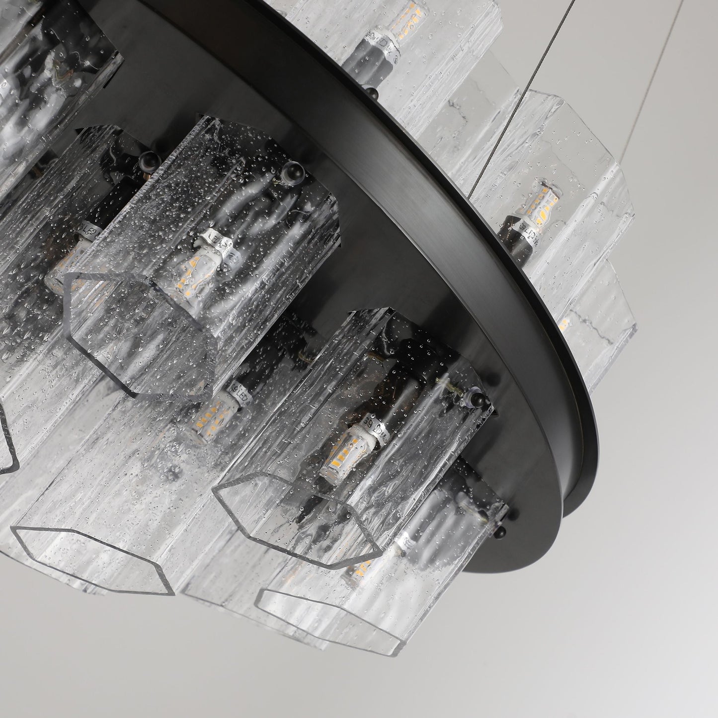 Hexagonal Textured Glass Chandelier: A Modern Lighting Marvel