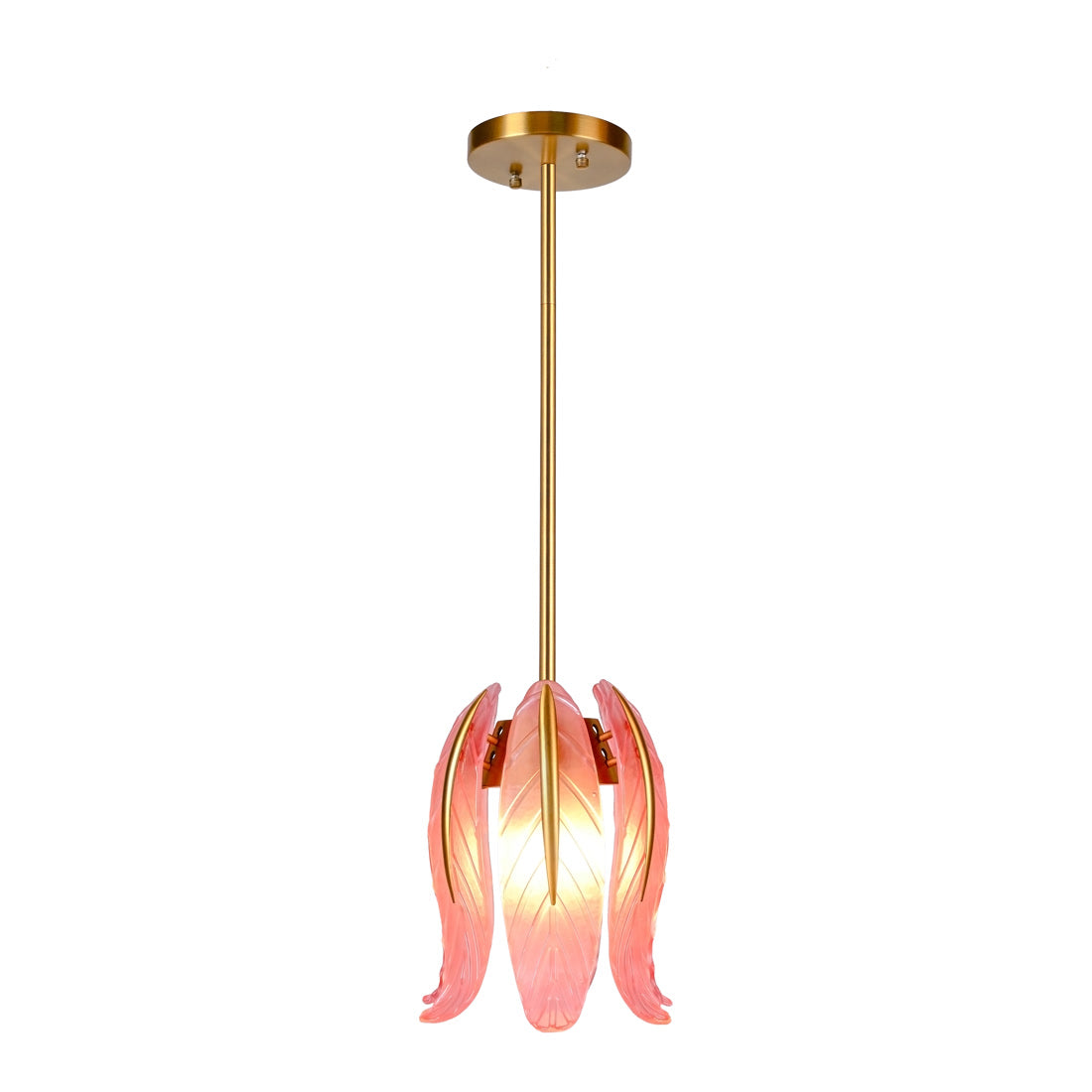 BRCH9193-A PK "Rosy Reverie" Single-Layer Frosted Pink Tulip Glass Pendant Light - BRILLIANT MAKER