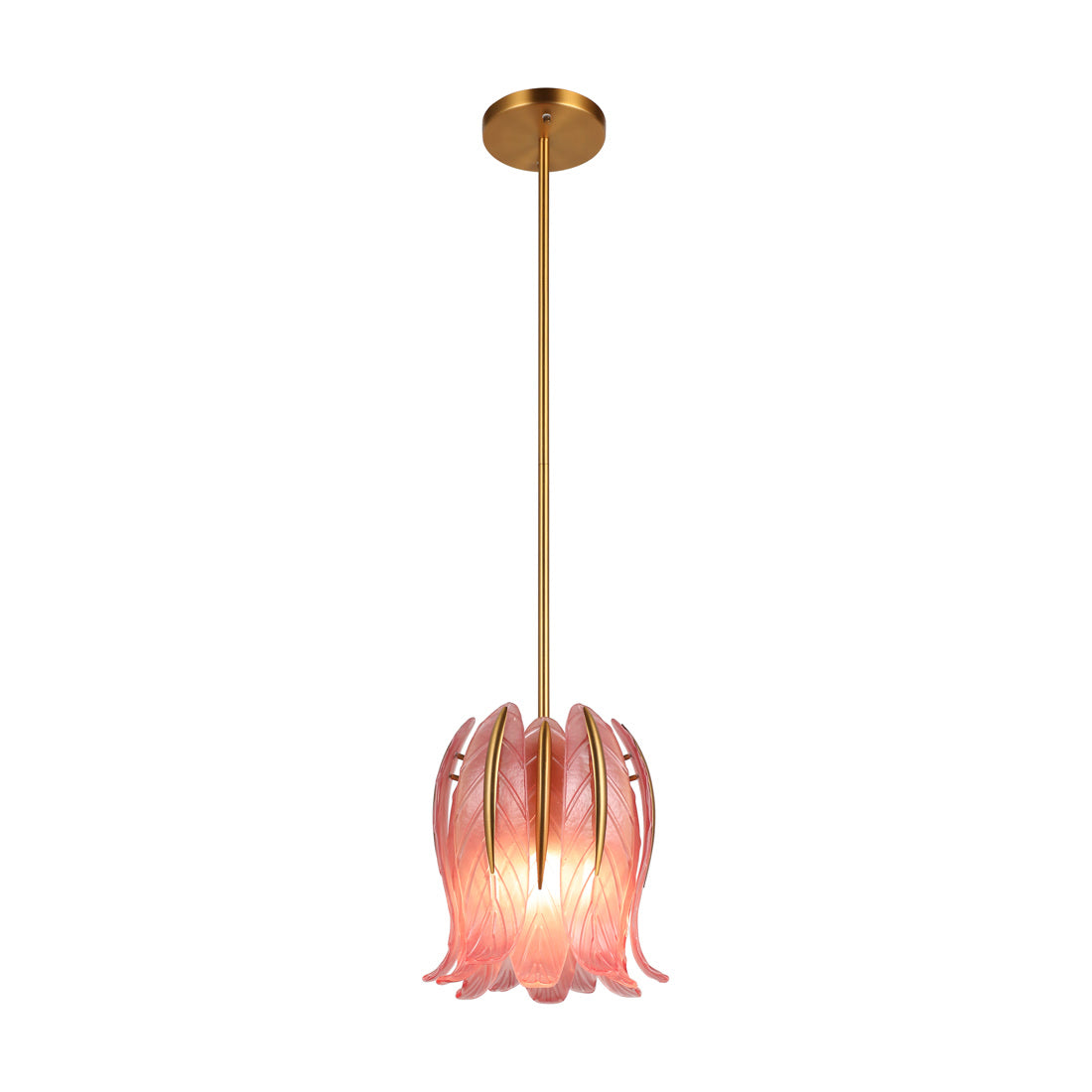 BRCH9193-B PK "Rosy Symphony" Double-Layer Frosted Pink Tulip Glass Pendant Light - BRILLIANT MAKER