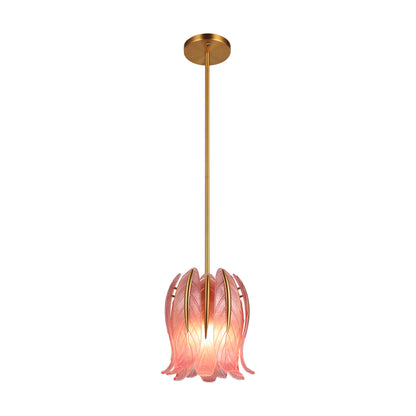 BRCH9193-B PK "Rosy Symphony" Double-Layer Frosted Pink Tulip Glass Pendant Light - BRILLIANT MAKER