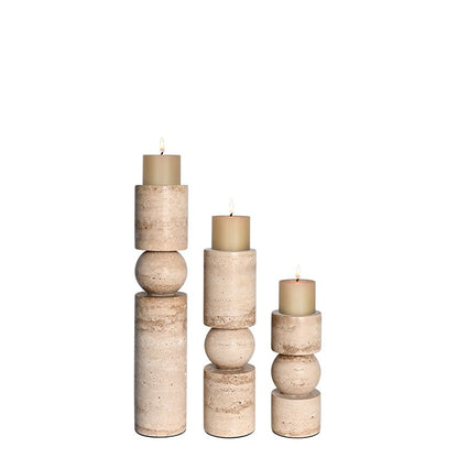 Natural travertine stone decorative candlestick