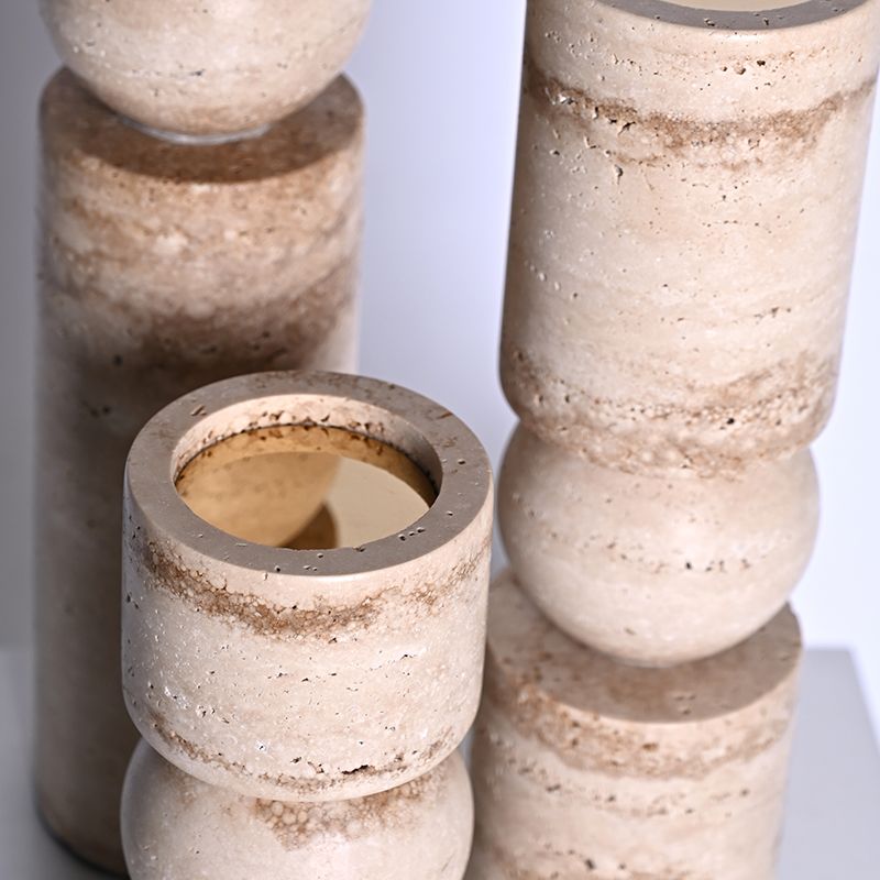 Natural travertine stone decorative candlestick