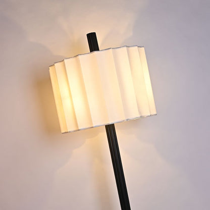 Quincunx fabric-shade bronze striated tube floor lamp