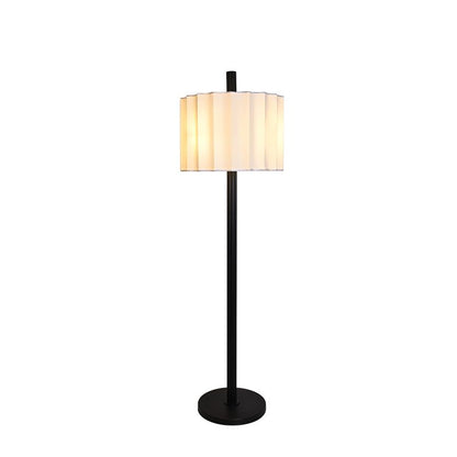 Quincunx fabric-shade bronze striated tube floor lamp