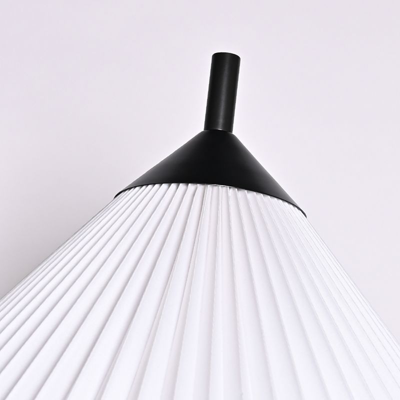 Simple conical pleated fabric lampshade bronze finish floor lamp