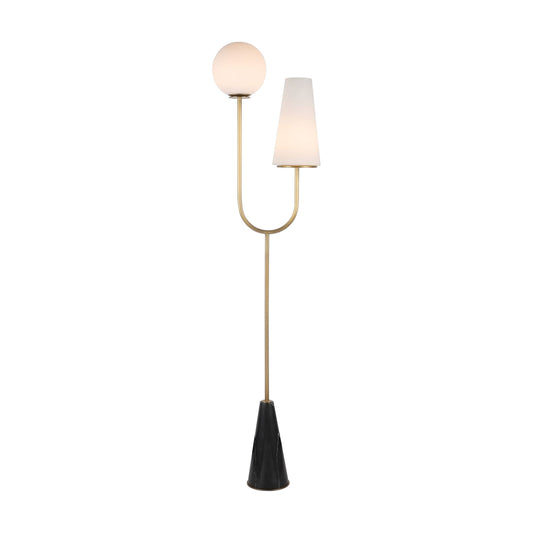 Glass floor lamp with black marble base