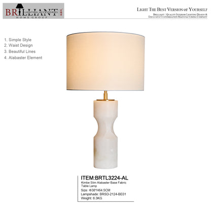 Kimbe Slim Alabaster Base Fabric Table Lamp