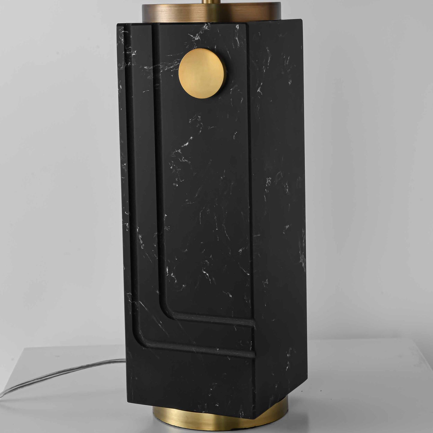 Hand-carved black marble craft table lamp