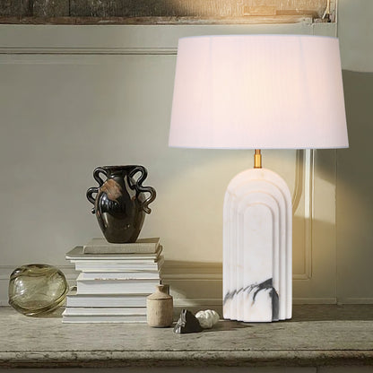 Arc layers white marble table lamp