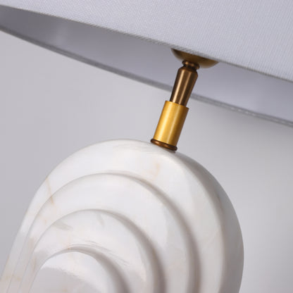 Arc layers white marble table lamp