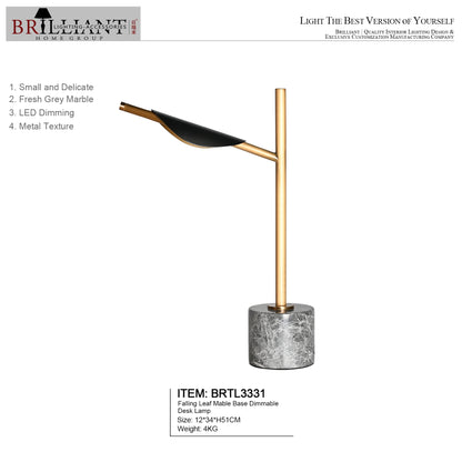 Falling Leaf Mable Base Dimmable Desk Lamp