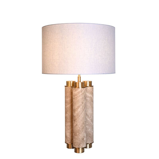 3-Clump natural travertine stone table lamp