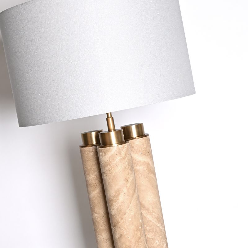 3-Clump natural travertine stone table lamp