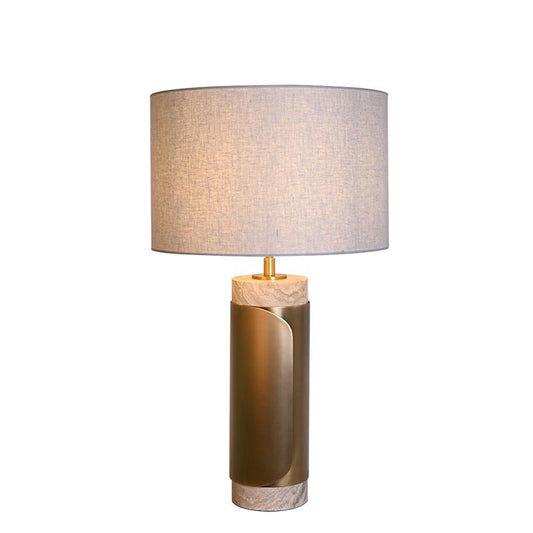 Antique brass finish natural travertine stone table lamp