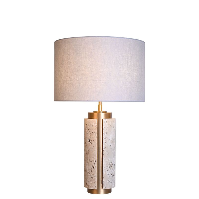 Antique brass finish natural travertine stone table lamp