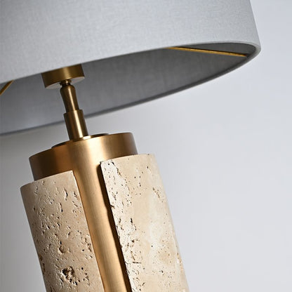 Antique brass finish natural travertine stone table lamp