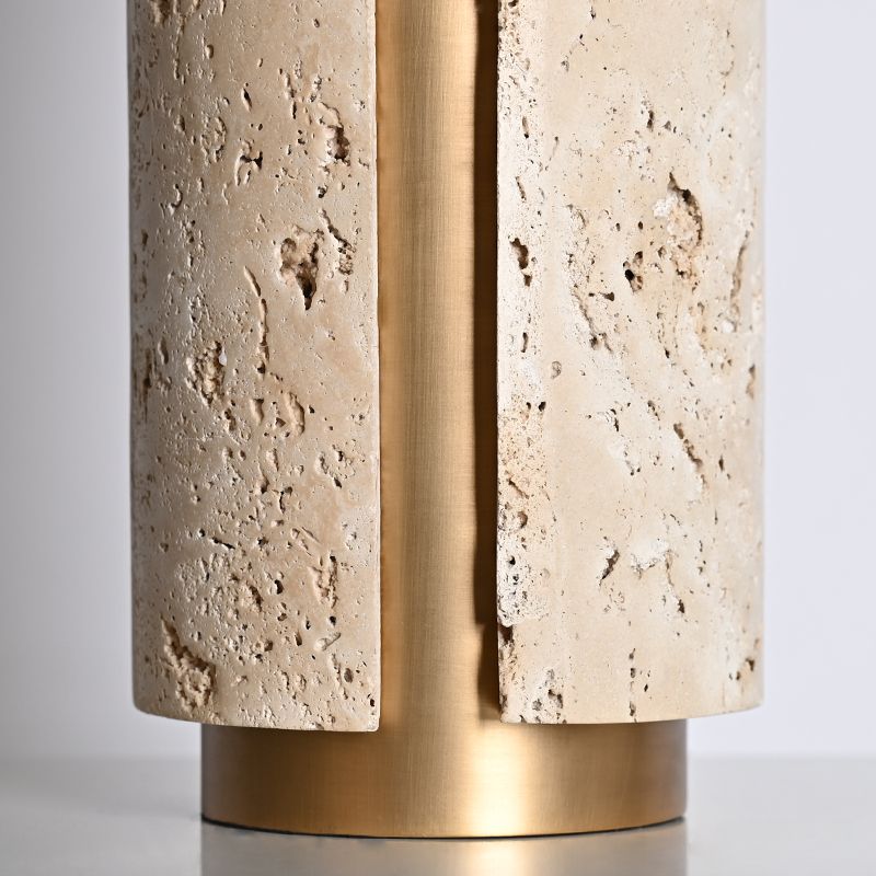 Antique brass finish natural travertine stone table lamp