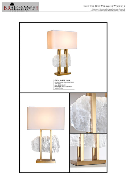 Art light primitive white stone crystal table lamp