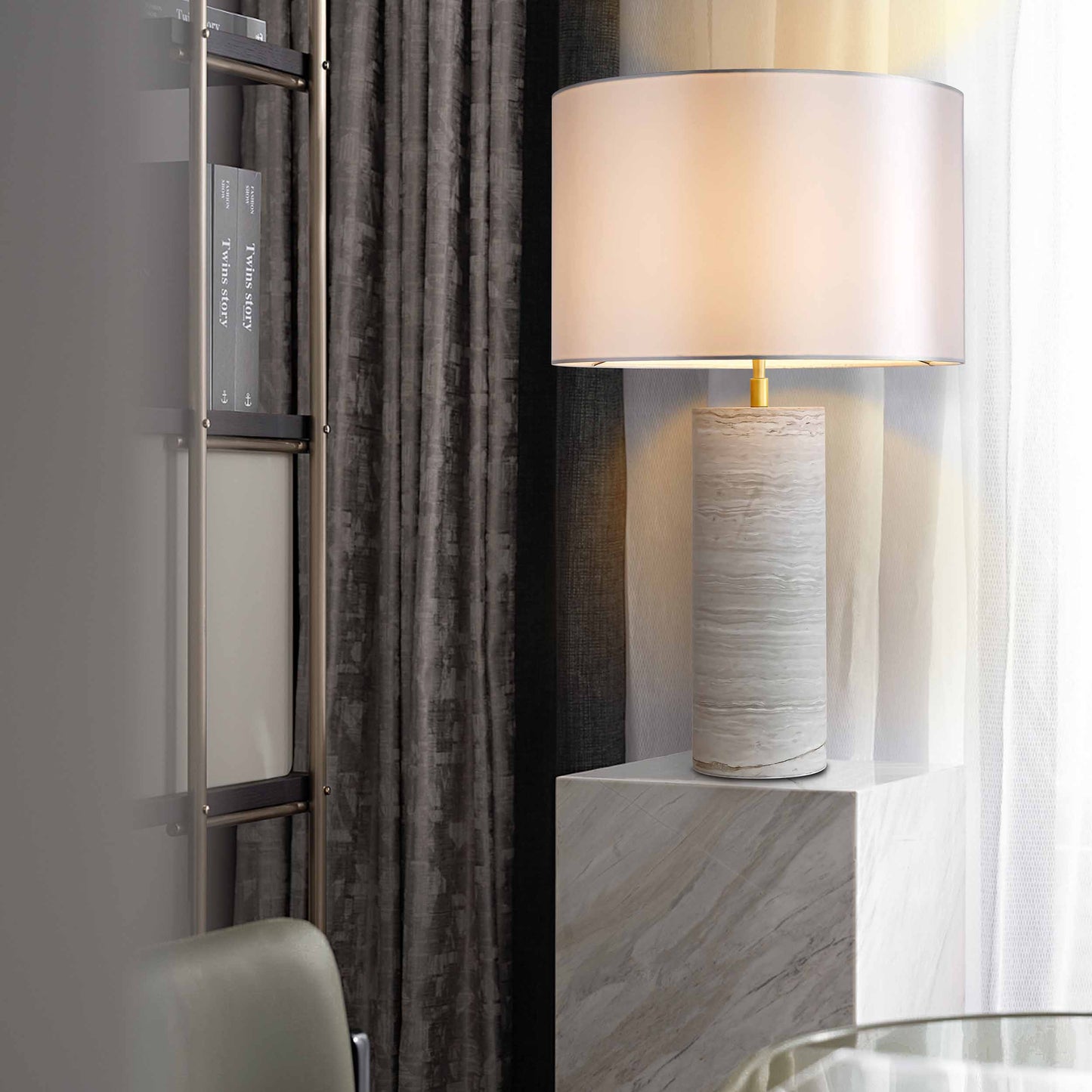 Haisa grey clinderial marble craft table Lamp