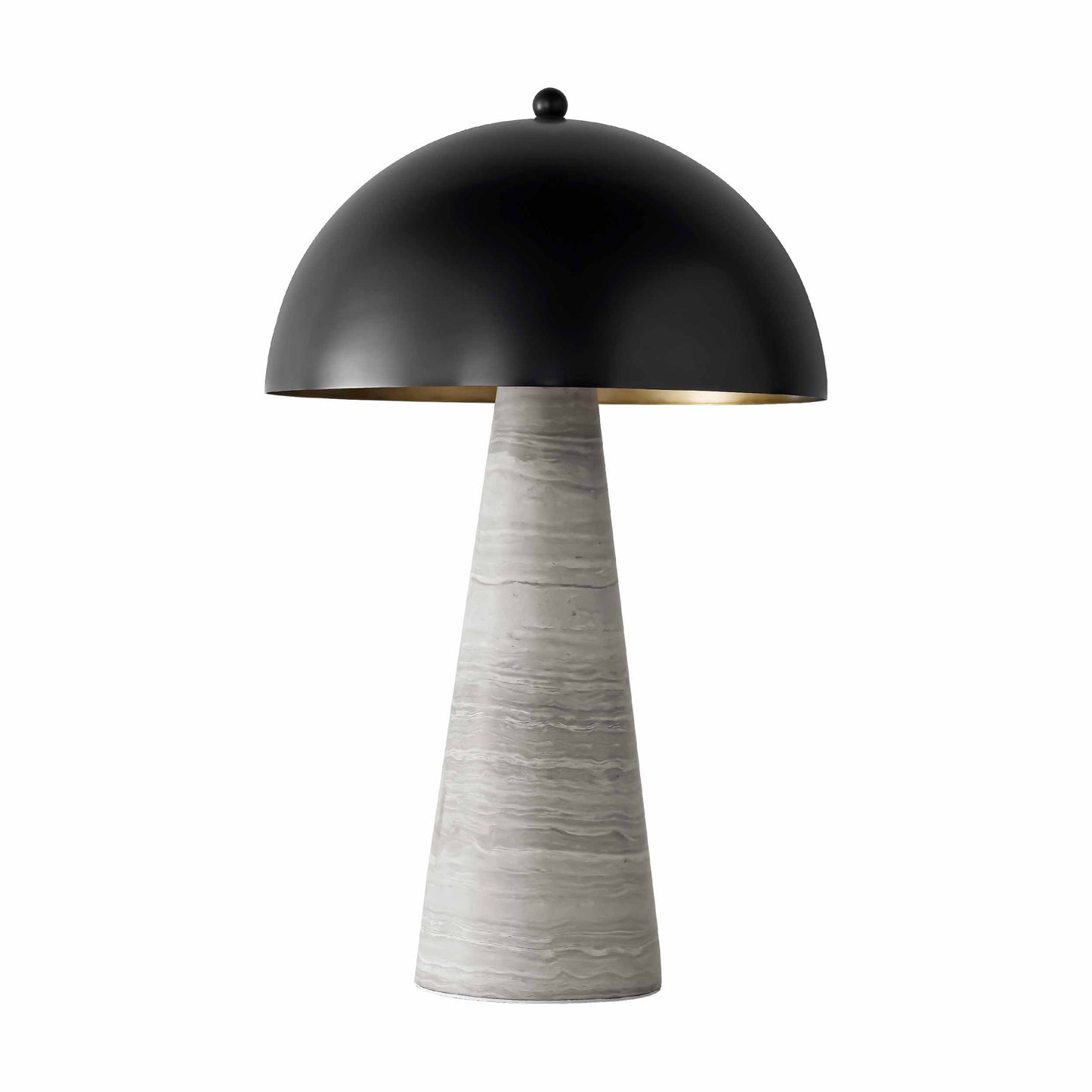 Haisa grey marble craft table lamp with black metal shade