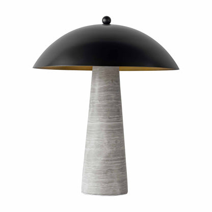 Haisa grey marble craft table lamp with black metal shade