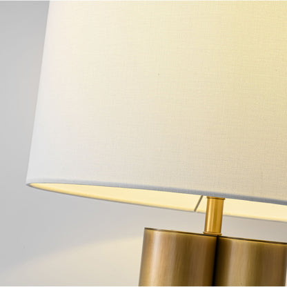 Luxurious Textured Triangular Antique Brass Table Lamp