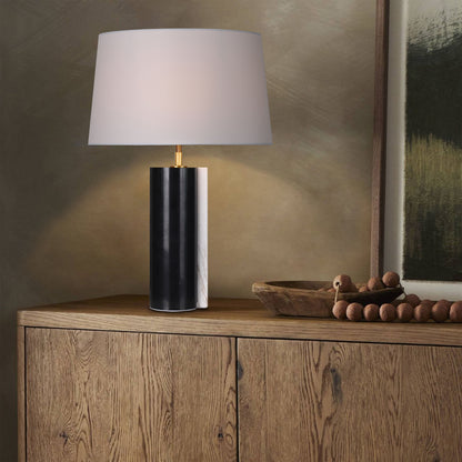 Dislocated black and white mable table lamp