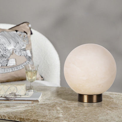 Twilight fog classic alabaster round pearl bedside table lamp