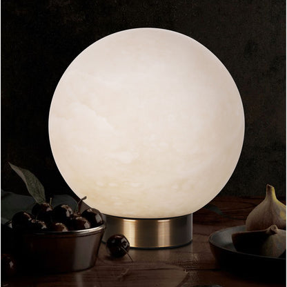 Twilight fog classic alabaster round pearl bedside table lamp