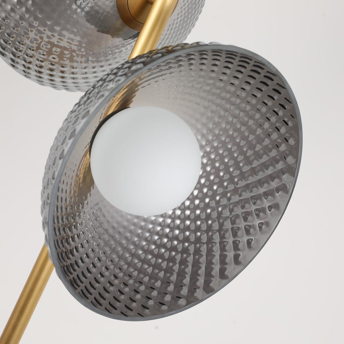 ual-headed Vortex Circular Smoke Gray Glass Table Lamp - Modern Simplicity with Oceanic Mystery | BRILLIANT-MAKER - BRILLIANT MAKER