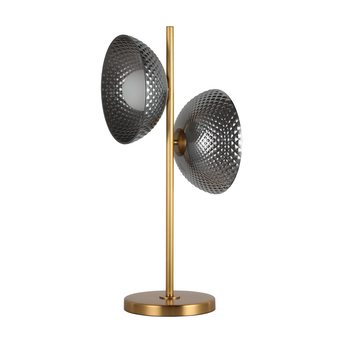 ual-headed Vortex Circular Smoke Gray Glass Table Lamp - Modern Simplicity with Oceanic Mystery | BRILLIANT-MAKER - BRILLIANT MAKER