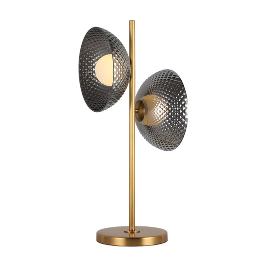 ual-headed Vortex Circular Smoke Gray Glass Table Lamp - Modern Simplicity with Oceanic Mystery | BRILLIANT-MAKER - BRILLIANT MAKER