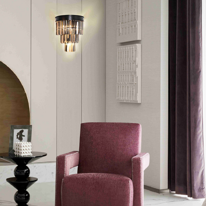 Luxury bright crystal glass prismatic bars wall lamp