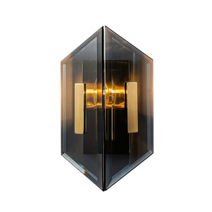 Magic city cross smoky glass panels wall lamp