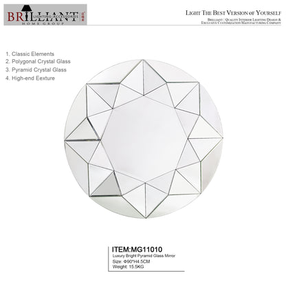 Luxury bright pyramid glass mirror