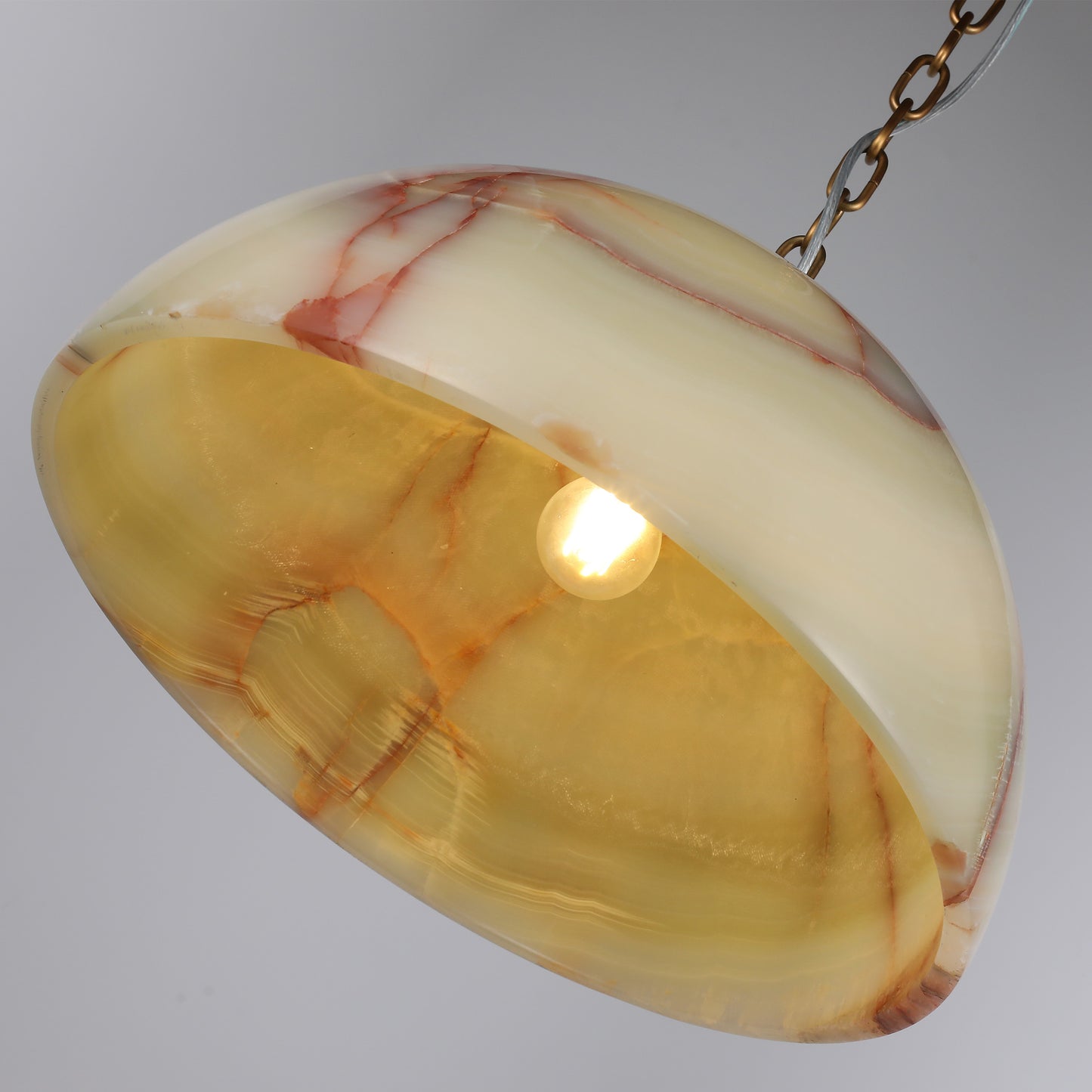 مصباح معلق فني من العقيق الطبيعي من بريليانت ميكر PL9201L - ثريا كبيرة نصف دائرية من اليشم قابلة للتخصيص للأعمال التجارية 