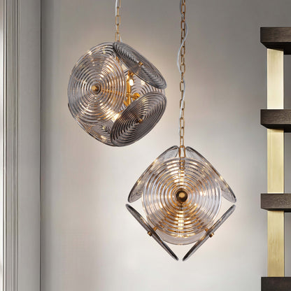 Brilliant - Maker PL9202 - مصباح معلق من الزجاج المجعد على شكل سيمفونية بين النجوم - إضاءة فنية هندسية مخصصة للأعمال التجارية (B2B)