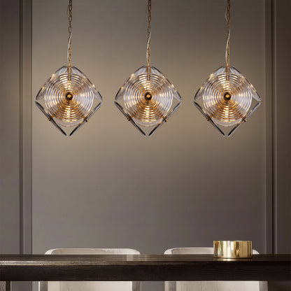 Brilliant - Maker PL9202 - مصباح معلق من الزجاج المجعد على شكل سيمفونية بين النجوم - إضاءة فنية هندسية مخصصة للأعمال التجارية (B2B)